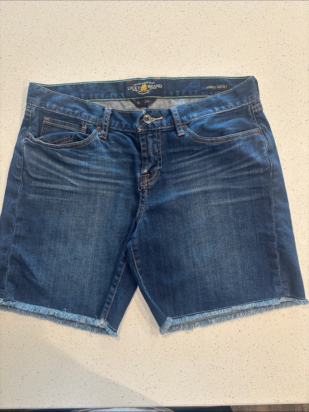 Lucky Brand Women's Blue Abbey Denim Frayed Hem Shorts, Size 8/29
